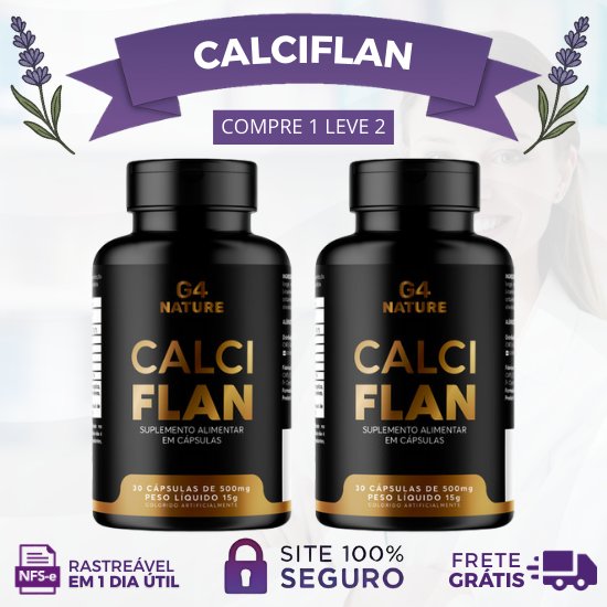 Calciflan 30 Cápsulas de 500mg - Promoção Oficial Compre 1 Leve 2 Potes do CalciFlan + Frete Grátis - Lavanda Shop